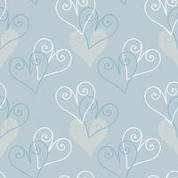 Lace heart shapes, blue pattern with heart outlines. Textile. Wallpaper, backdrop, wrapper, packaging. vector