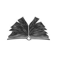 Open Book With Flying Pages Silhouette Illustration. Symbol Of Knowledge And Imagination. Isolated Illustration vector