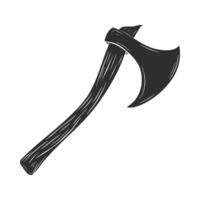 Axe With Wooden Handle Silhouette Illustration. Traditional Tool For Woodcutting And Logging. Isolated Illustration vector