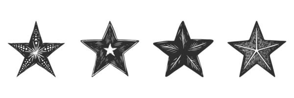 Hand-Drawn Star Designs Silhouette Set. Artistic Star Patterns For Decoration And Design Projects. Isolated Illustration Collection vector