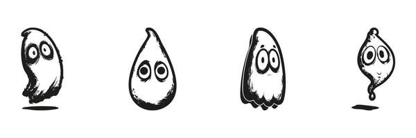 Cartoon Ghost Characters In Silhouette Set. Playful And Spooky Expression Collection. Halloween And Entertainment Design. Isolated Illustration vector