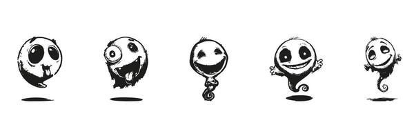Cartoon Ghost Faces In Silhouette Set. Playful And Spooky Character Expression Collection. Halloween And Entertainment Use. Isolated Illustration vector