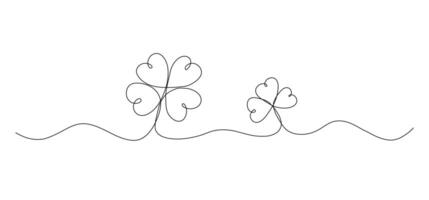 Two clovers one line drawing, symbol, icon continuous outline isolated sketch vector