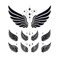 a set of four wings with stars on them vector