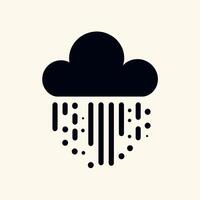 Minimal Cloud Rain Icon with Abstract Droplets Illustration vector