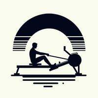 silhouette of a man rowing on a rowing machine vector