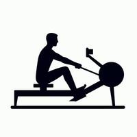 a silhouette of a man on a rowing machine icon vector