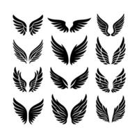a set of black wings with different shapes vector