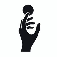 a hand holding a coin icon in black on a white background vector