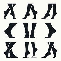 a set of silhouettes of legs and feet vector