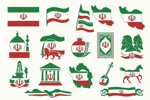 iran flag set, illustration