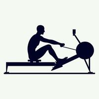 th silhouette of a man on a rowing machine vector