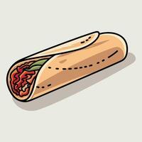 a burrito with meat and vegetables on a white background vector