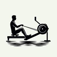 a man is rowing on a rowing machine vector