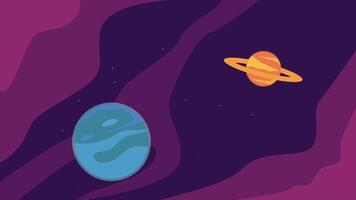 outer space view landscape cartoon animation backgrounds . saturn and uranus planet scenery for astronomy knowledge animated motion graphic illustration design video