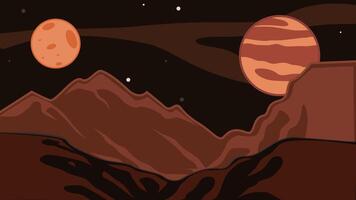 mars planet view landscape cartoon animation backgrounds . astronomy scenery for knowledge animated motion graphic illustration design video