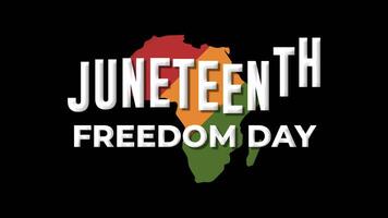Juneteenth Independence Day animated text. Freedom or Emancipation day with map video