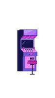 Single retro arcade game machine with screen flickering 2D cartoon vertical animation. Nostalgic gaming culture. Vintage joystick controls animated flat colorful object 4K isolated on white video