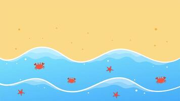 Blue ocean waves with tiny pink heart shapes floating between white splashes video