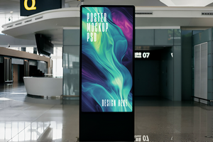 Office Building Lobby Digital Poster Display Stand psd