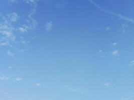 Open Blue Sky with Few Clouds Backdrop - Serene Weather and Natu photo