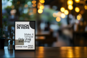 Cafe Table Menu Mockup with Bokeh Background psd