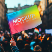 Rainbow Flag Mockup Colorful Banner Design for Protest Event Branding psd