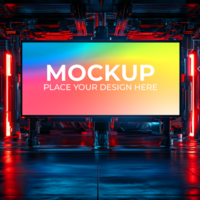 Futuristic Digital Display Mockup Neon Screen Template for Technology Presentation psd