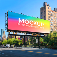 Vibrant Billboard Mockup Showcase Your Design in NYC On Transparent Background psd