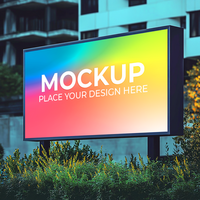 Billboard Mockup Vibrant LED Screen in Urban Setting On Transparent Background psd