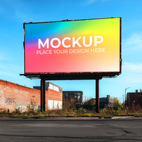 Billboard Mockup Colorful Gradient Design for Advertising On Transparent Background psd