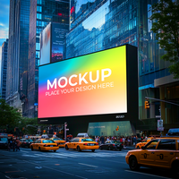 Times Square Billboard Mockup Vibrant NYC Ad Display On Transparent Background psd