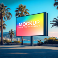 Billboard Mockup Vibrant Summer Scene for Your Design On Transparent Background psd