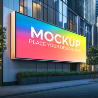 Vibrant City Billboard Mockup Showcase Your Design on a Stunning LED Display On Transparent Background psd