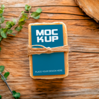Rectangular Soap Mockup Rustic Wooden Background Branding Presentation psd