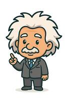 Albert einstein cartoon character illustration vector