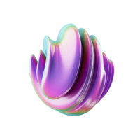 distorted abstract 3d iridescent colour shape on transparent background png