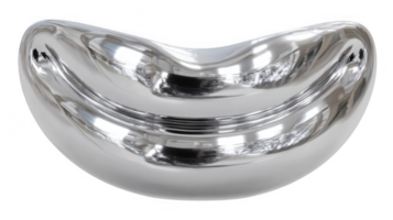 Shiny metal grin reflects light on transparent background png