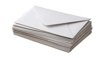 Stack of clean white envelopes lying on transparent background png