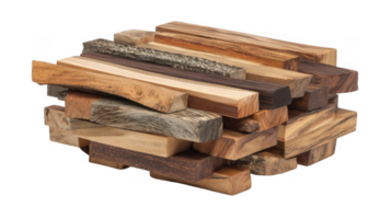 Mixed wood materials creating a unique outdoor structure with transparent background png