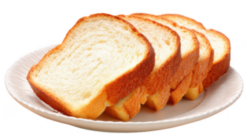 Slices of white bread with golden crust on a plate with transparent background png
