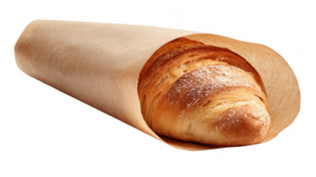 Freshly baked bread wrapped in parchment paper on transparent background png
