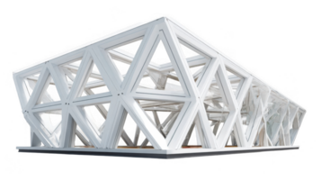 Modern white architectural framework showcasing geometric design on transparent background png