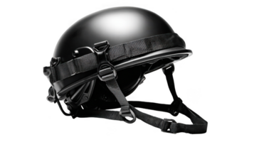 Modern tactical helmet protecting head with secure straps on transparent background png