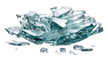 Pile of broken glass shards with transparent background png