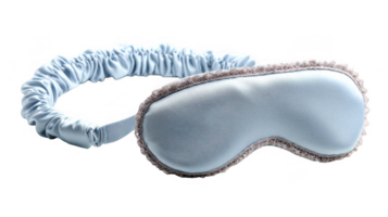 Light blue sleep mask with elastic headband on transparent background png