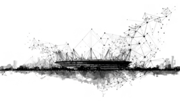 Geometric shapes creating dynamic stadium on transparent background png