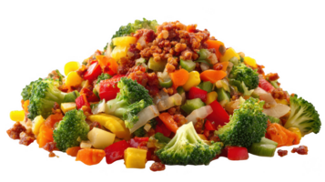 Colorful mixed vegetables with browned topping on transparent background png