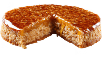 Delicious flapjack drizzled with golden syrup on transparent background png