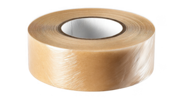 Biodegradable paper packaging tape roll wrapped in bioplastic on transparent background png